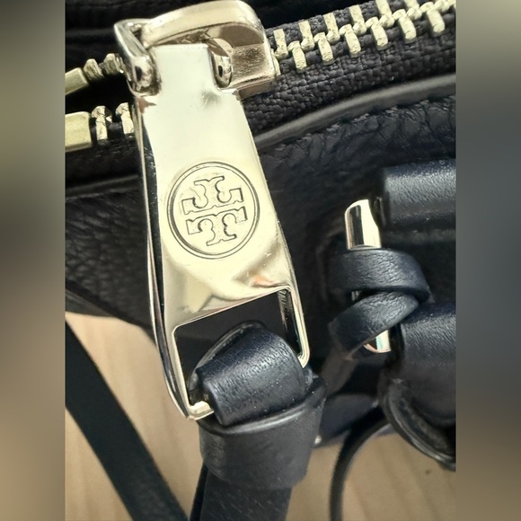 Tory Burch Navy Robinson Mini Square Tote - Picture 2 of 6